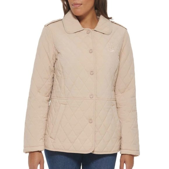 NWoT Tommy Hilfiger Womens Diamond Quilted Winter Coat Size M Tan $180 8D113 - Picture 1 of 5